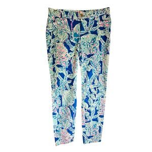 Lilly Pulitzer Pants, Textured Kelly Ankle Bay Blue Into The Deep Women's Size 2